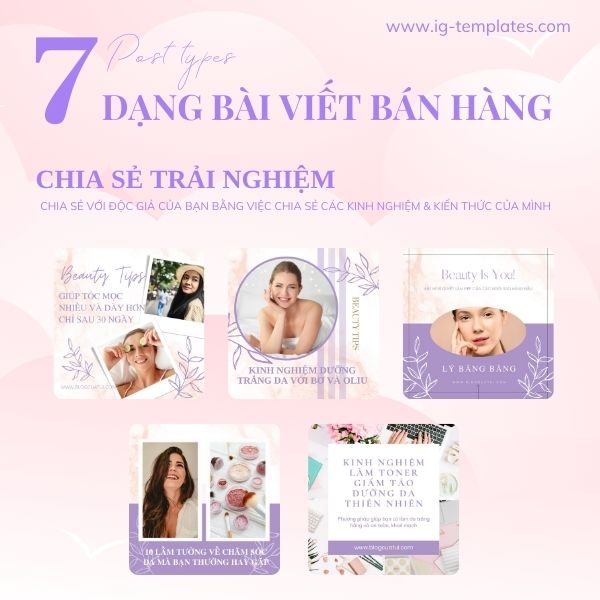 mẫu nội dung beauty blogger instagram templates màu tím